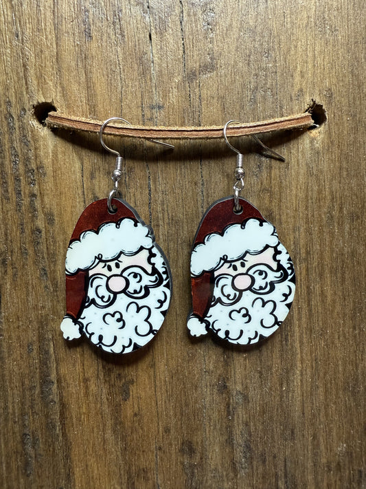 Oval Santa Wood Earrings