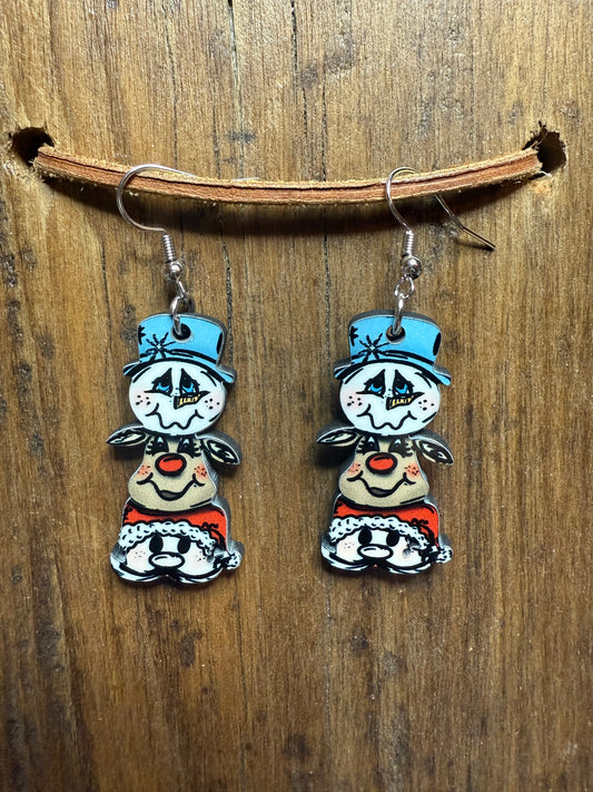 Christmas Trio Wood Earrings