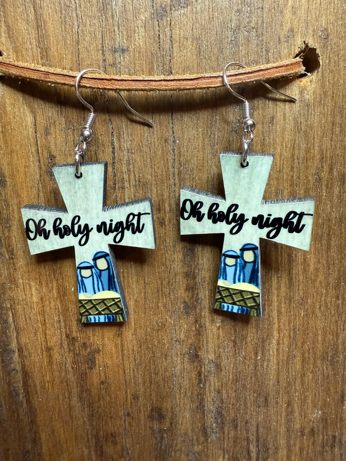 Oh Holy Night Wood Earrings