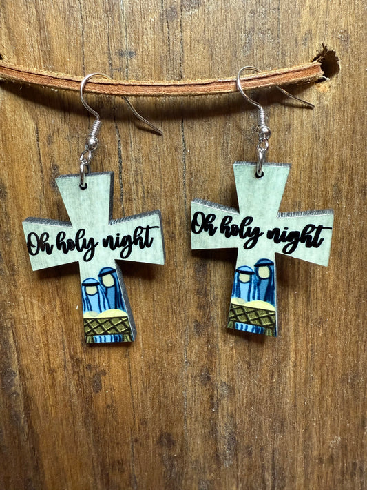 Oh Holy Night Wood Earrings