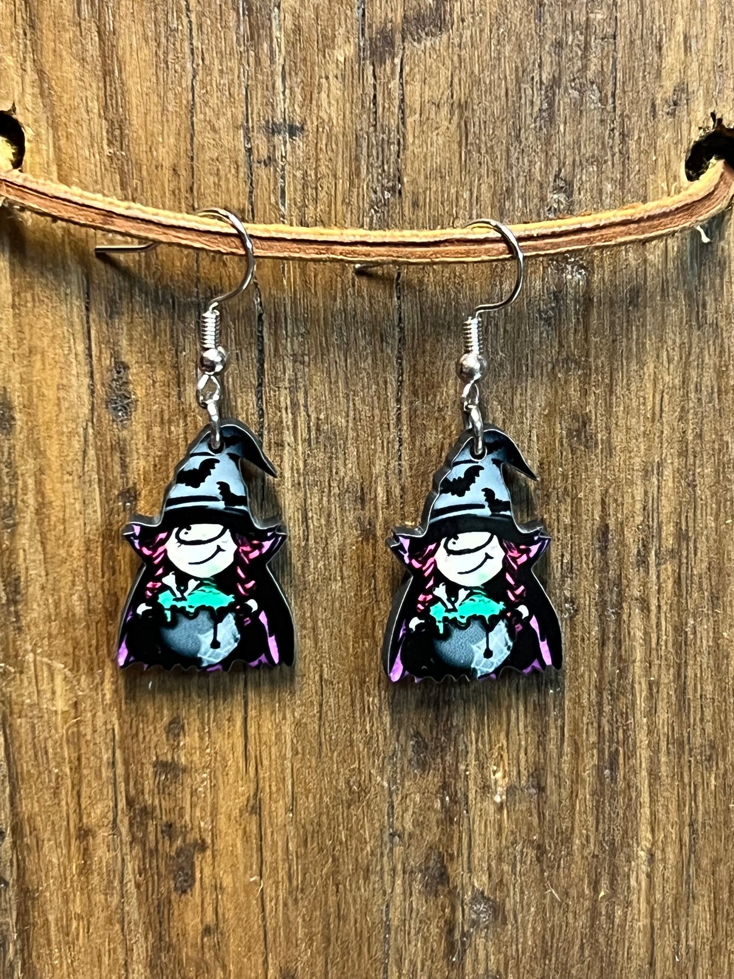 Mini Witch Wood Earrings