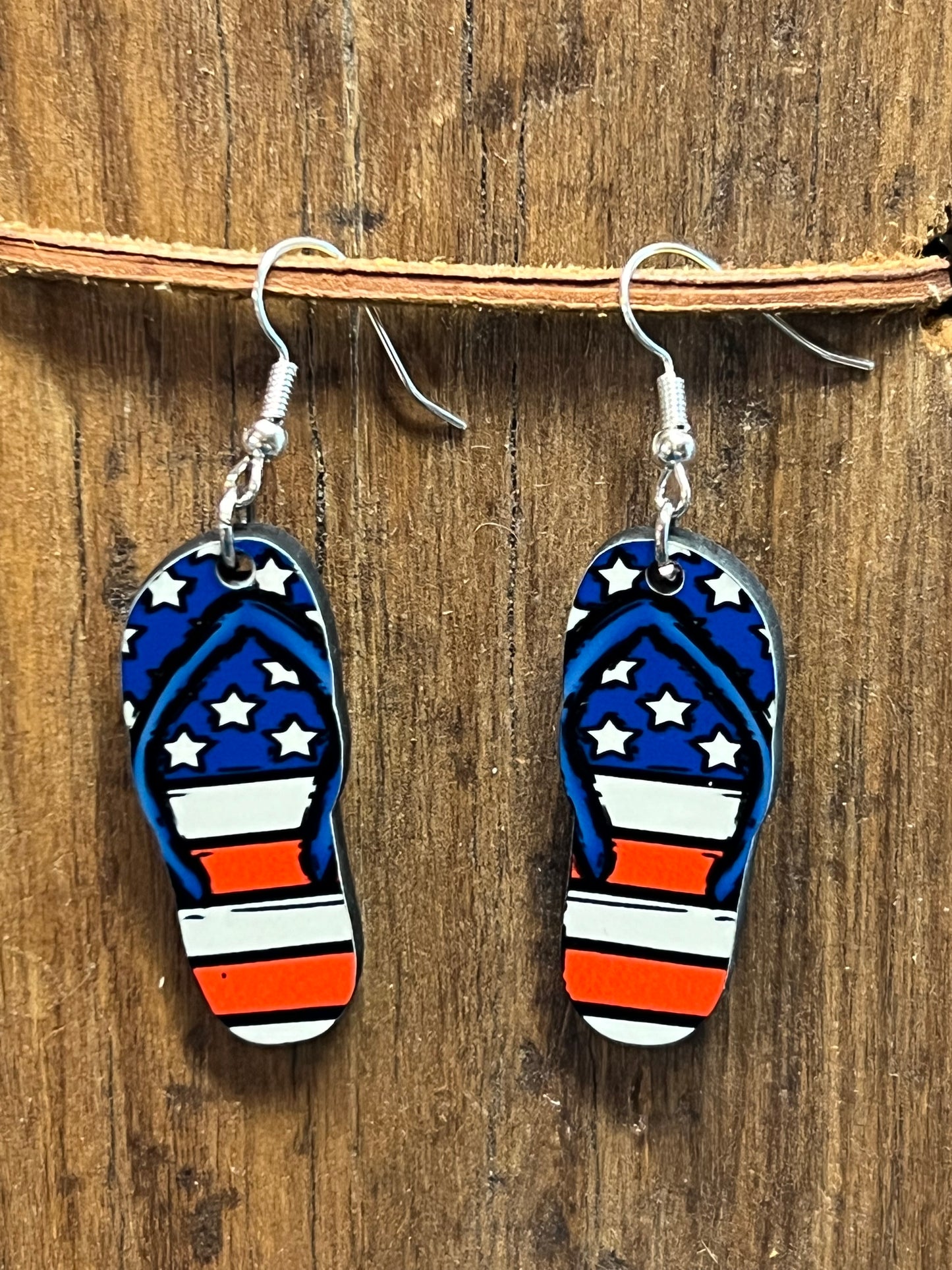 American Flag Flip Flop Earrings