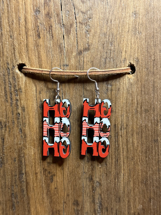 Ho Ho Ho Wood Earrings