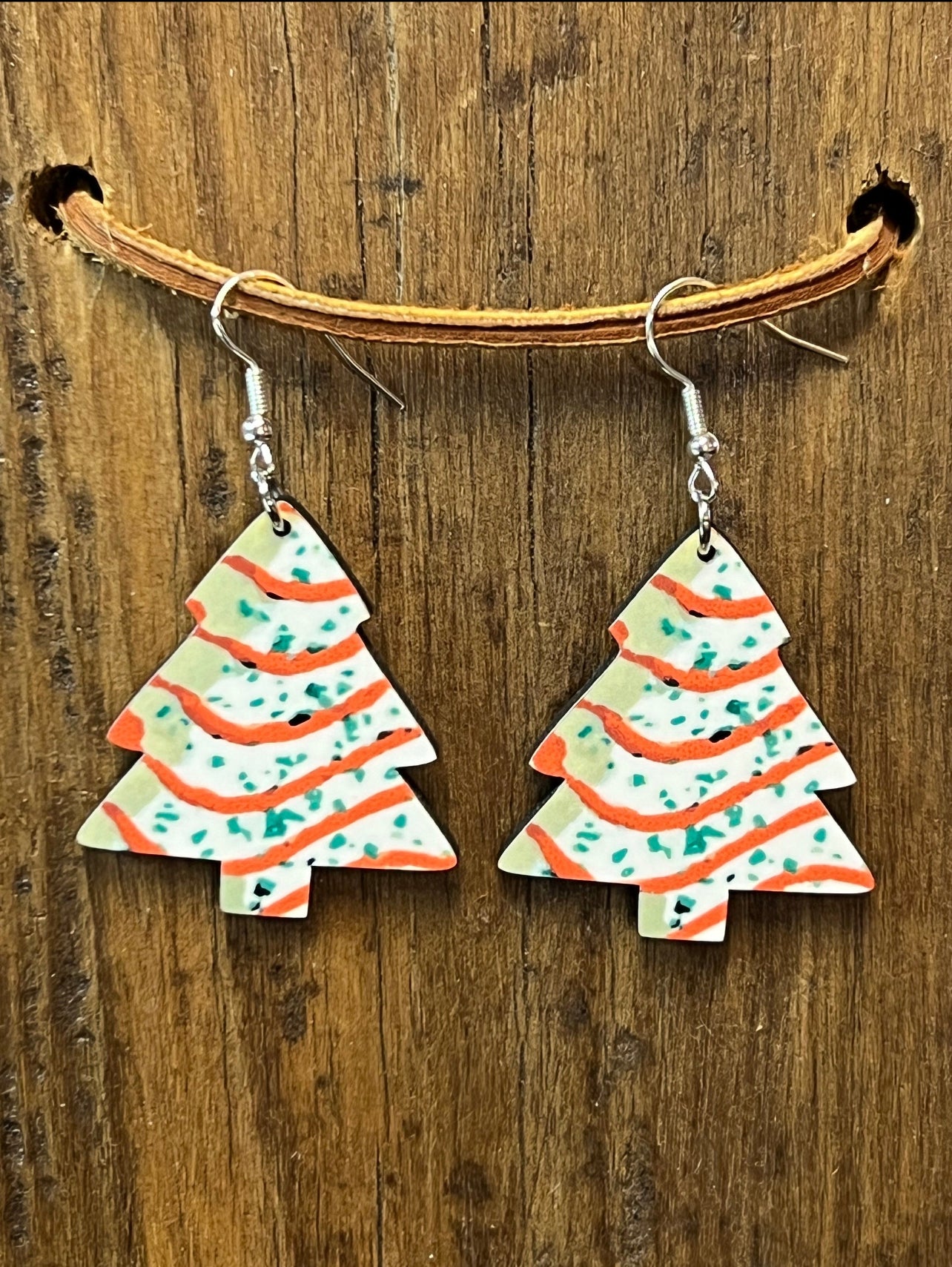 Christmas Tree Snack Wood Earrings