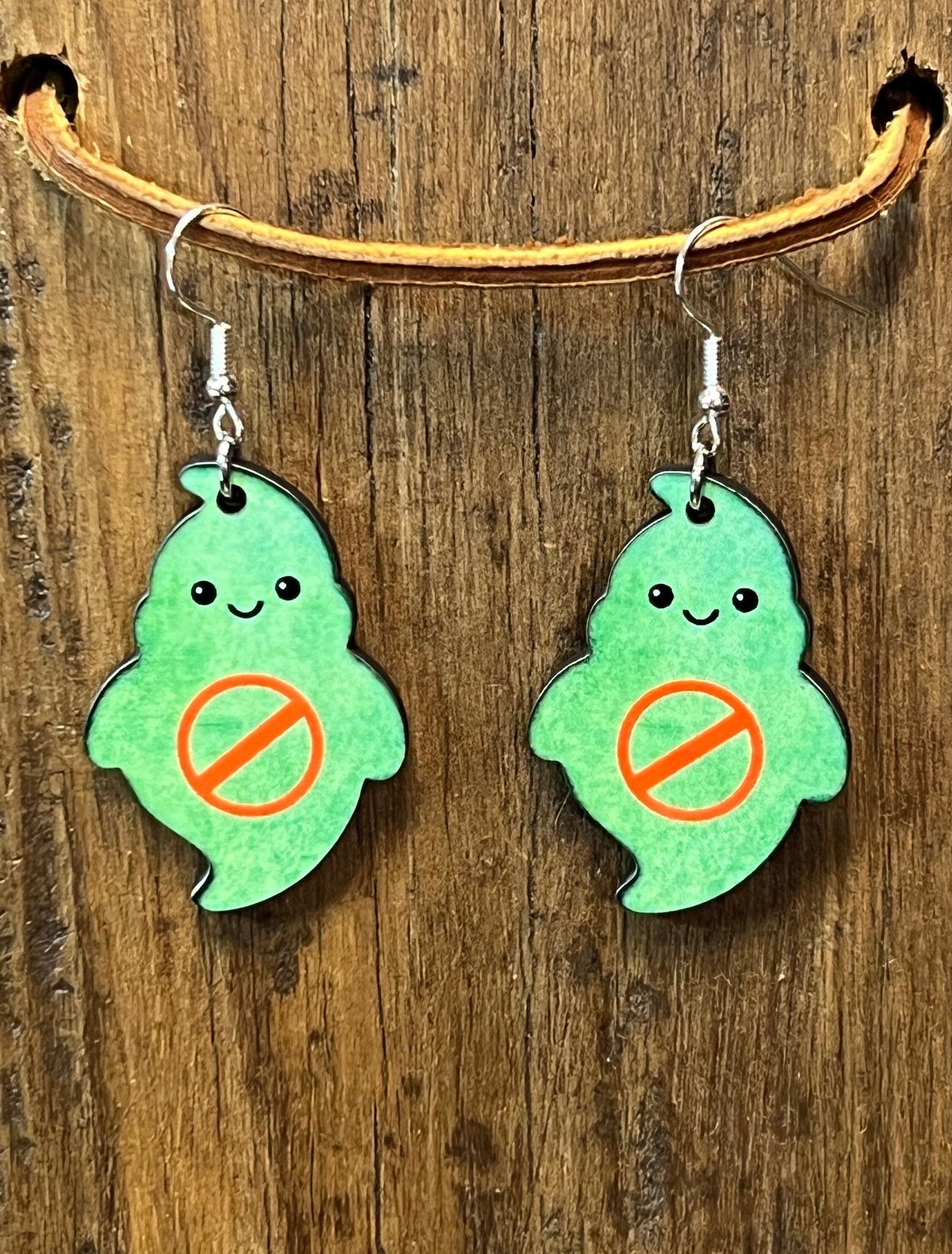 Green Ghost Wood Earrings