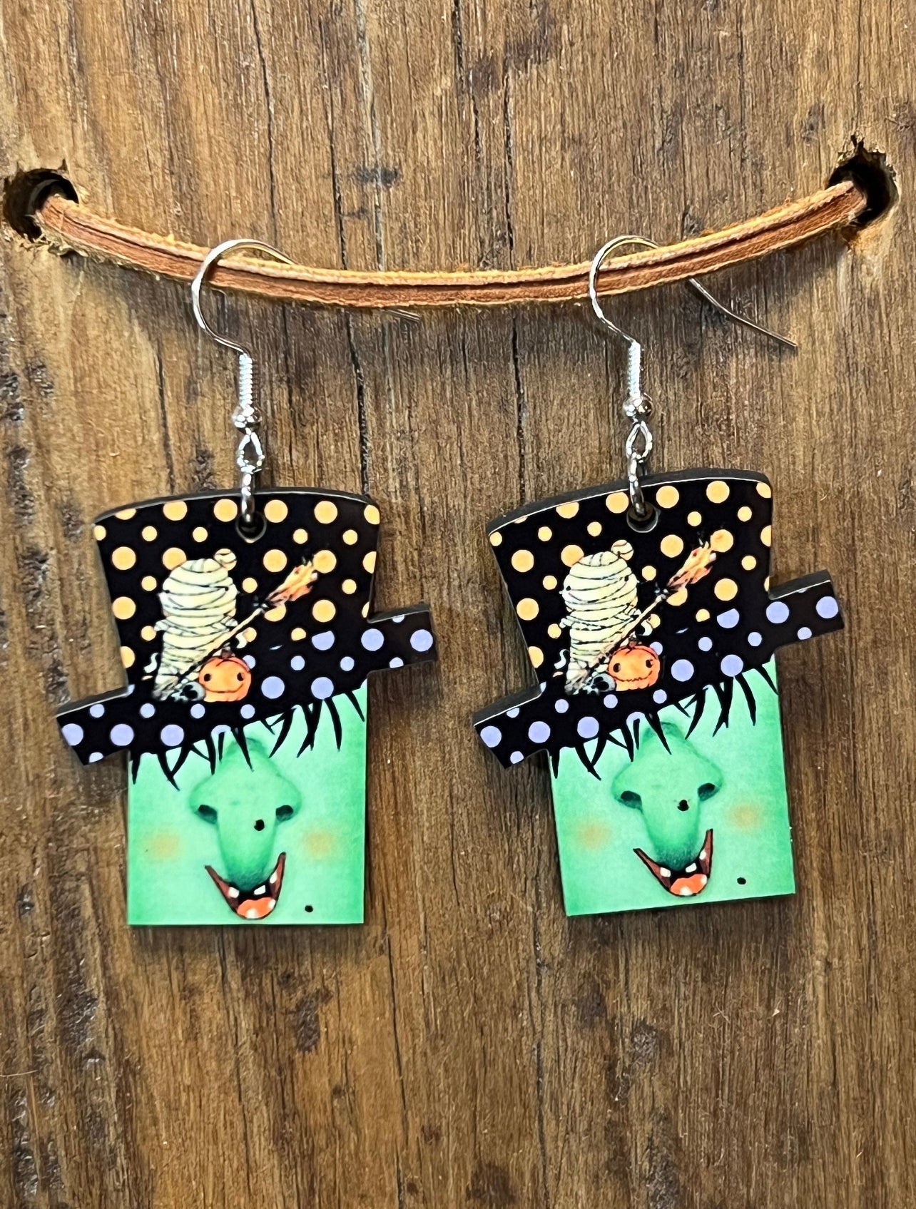 Witch Wood Halloween Earrings