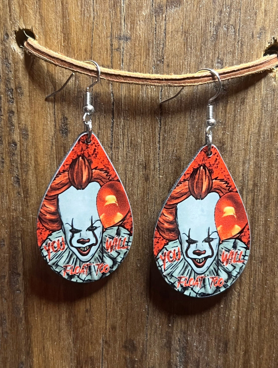 Scary Movie Teardrop Wood Earrings