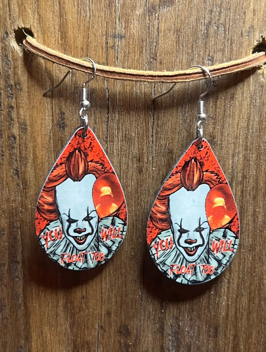 Scary Movie Teardrop Wood Earrings