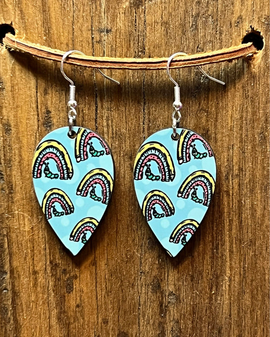 Pencil, Caterpillar and Rainbow Teacher Wood Earrings