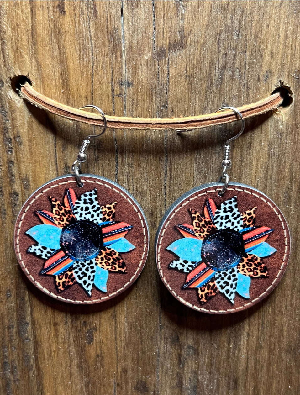 Fall Sunflower Wood Earrings