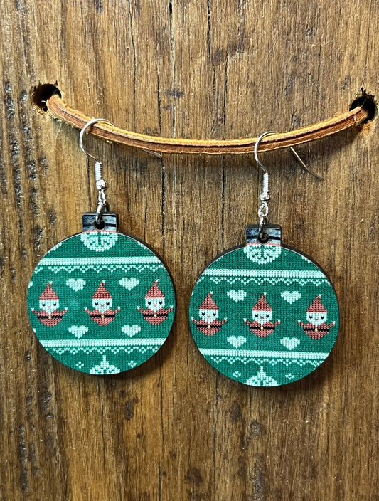 Santa Ugly Sweater Wood Earrings