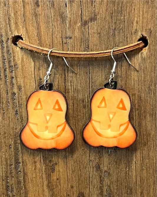 Lumpy Pumpkin Wood Earrings