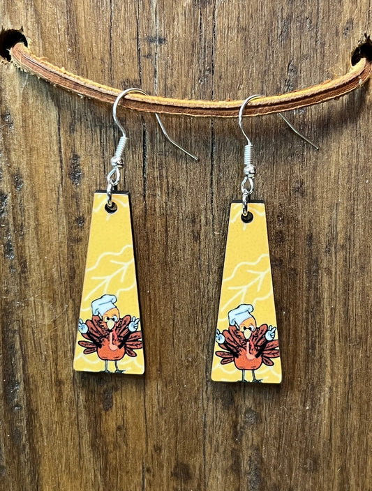 Turkey Chef Wood Earrings