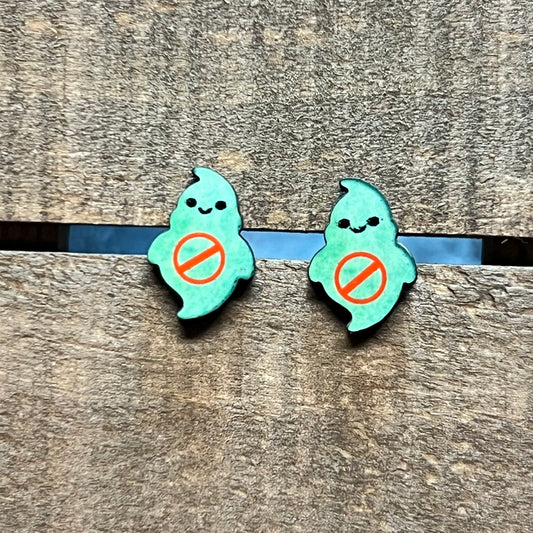 Green Ghost Stud Earrings