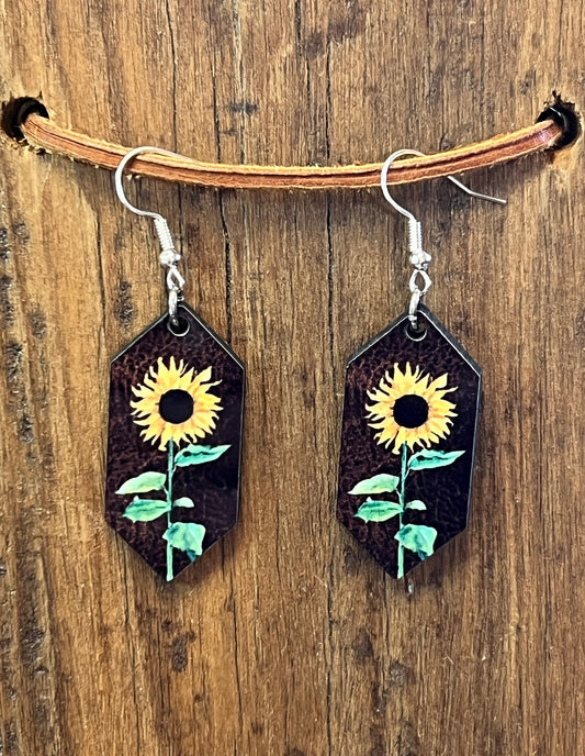 Sunflower Wood Earrings