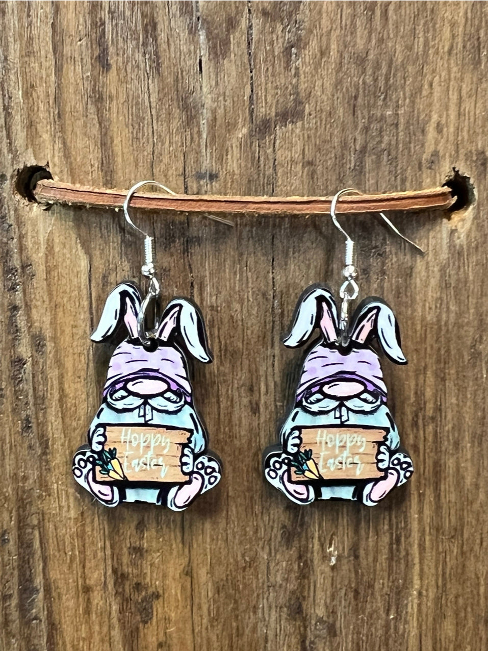 Hoppy Easter Wood Bunny Earrings