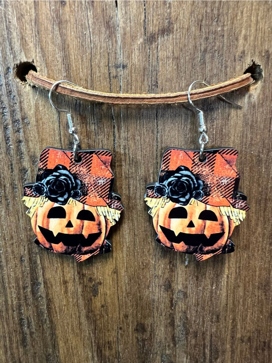 Halloween Scarecrow Wood Earrings