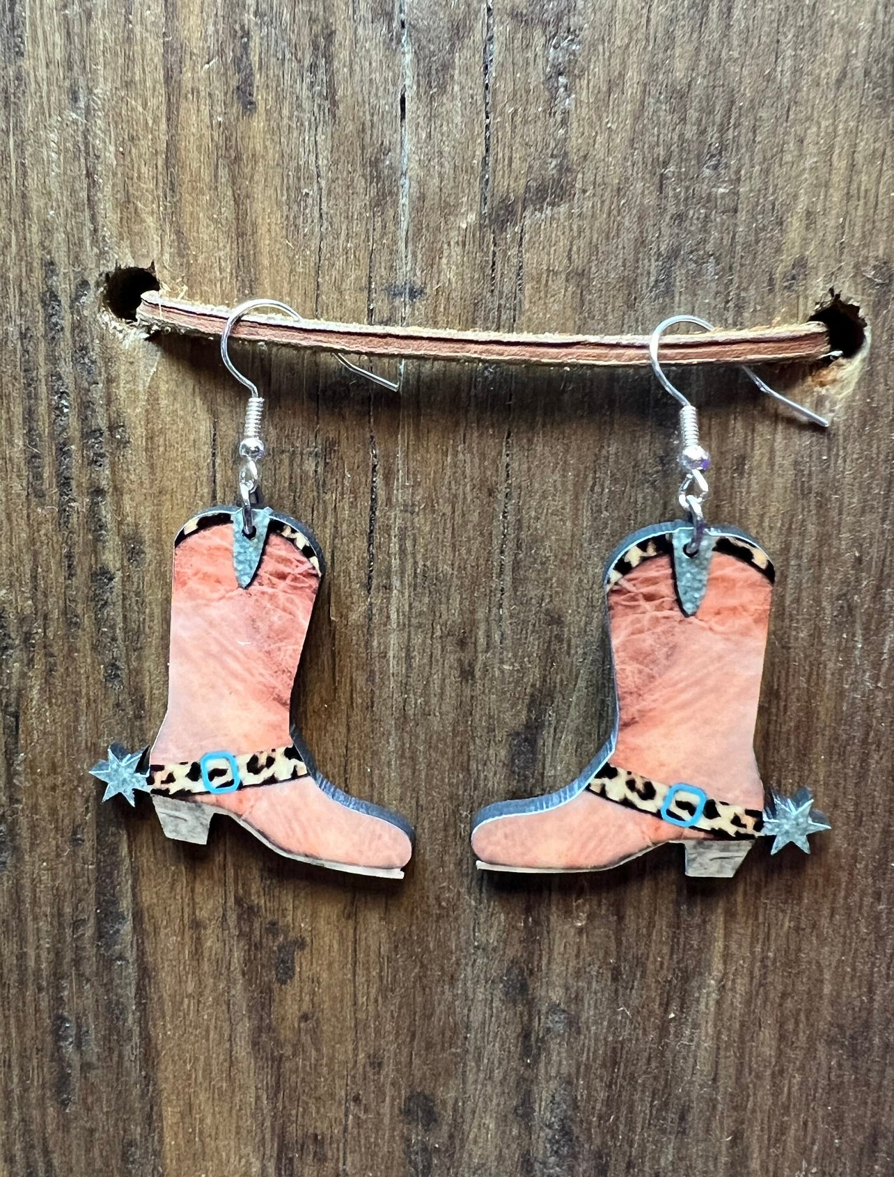 Boots Wood Earrings