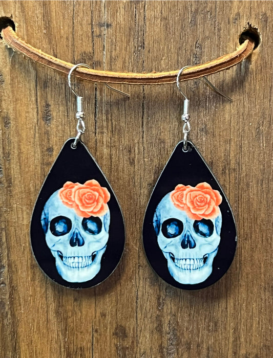 Skull Wood Earrings