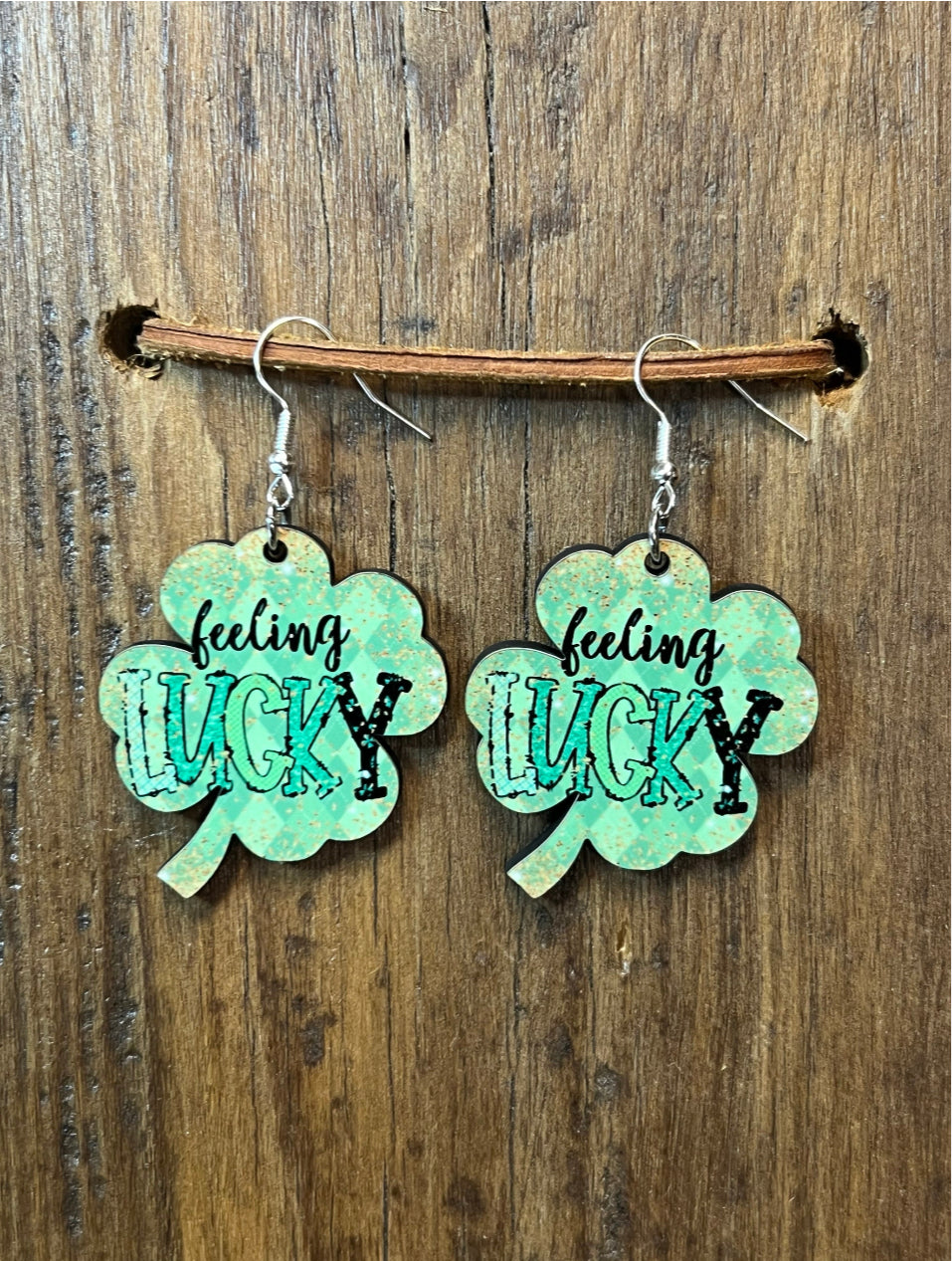 Feeling Lucky Wood Shamrock Earrings