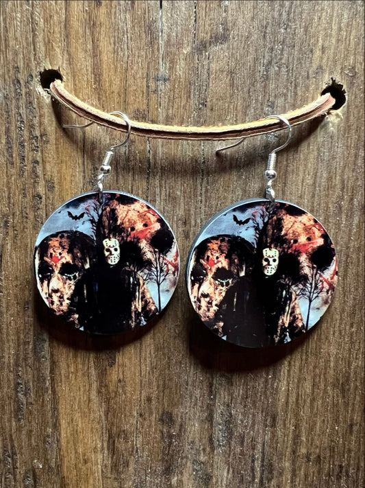 Halloween Scary Movie Wood Earrings