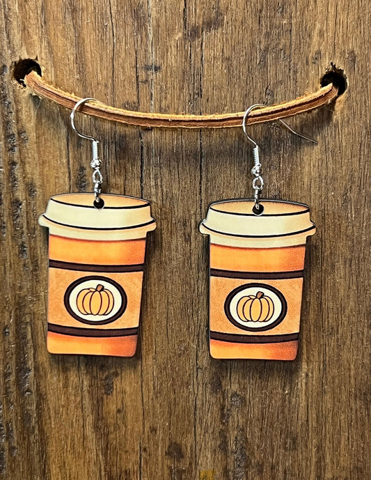 Pumpkin Latte Wood Earrings