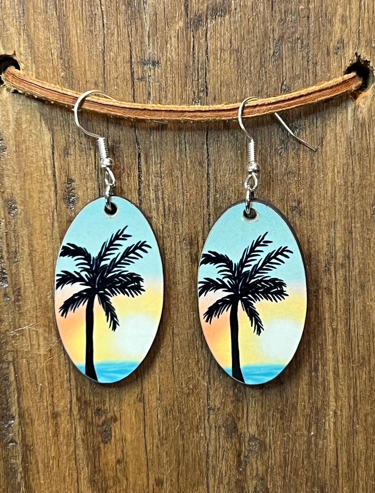 Summer Vacation Palm Trees Wood Earrings