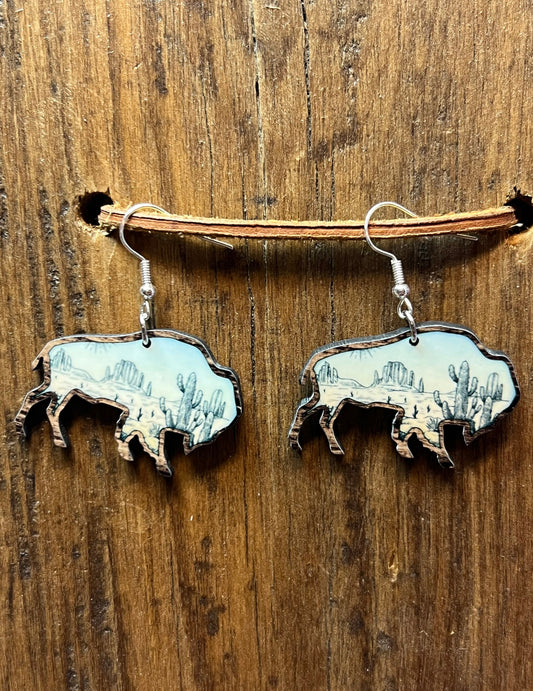 Buffalo Desert Wood Earrings