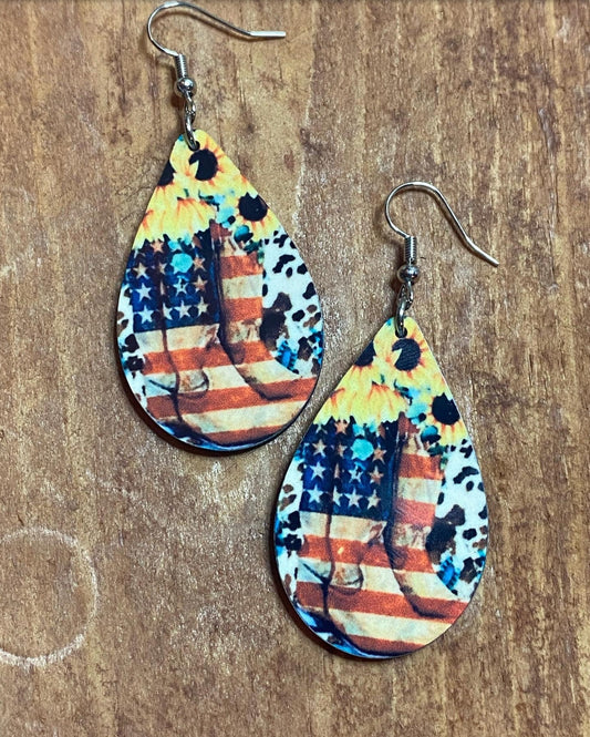 Americana Boots and Sunflower Earrings