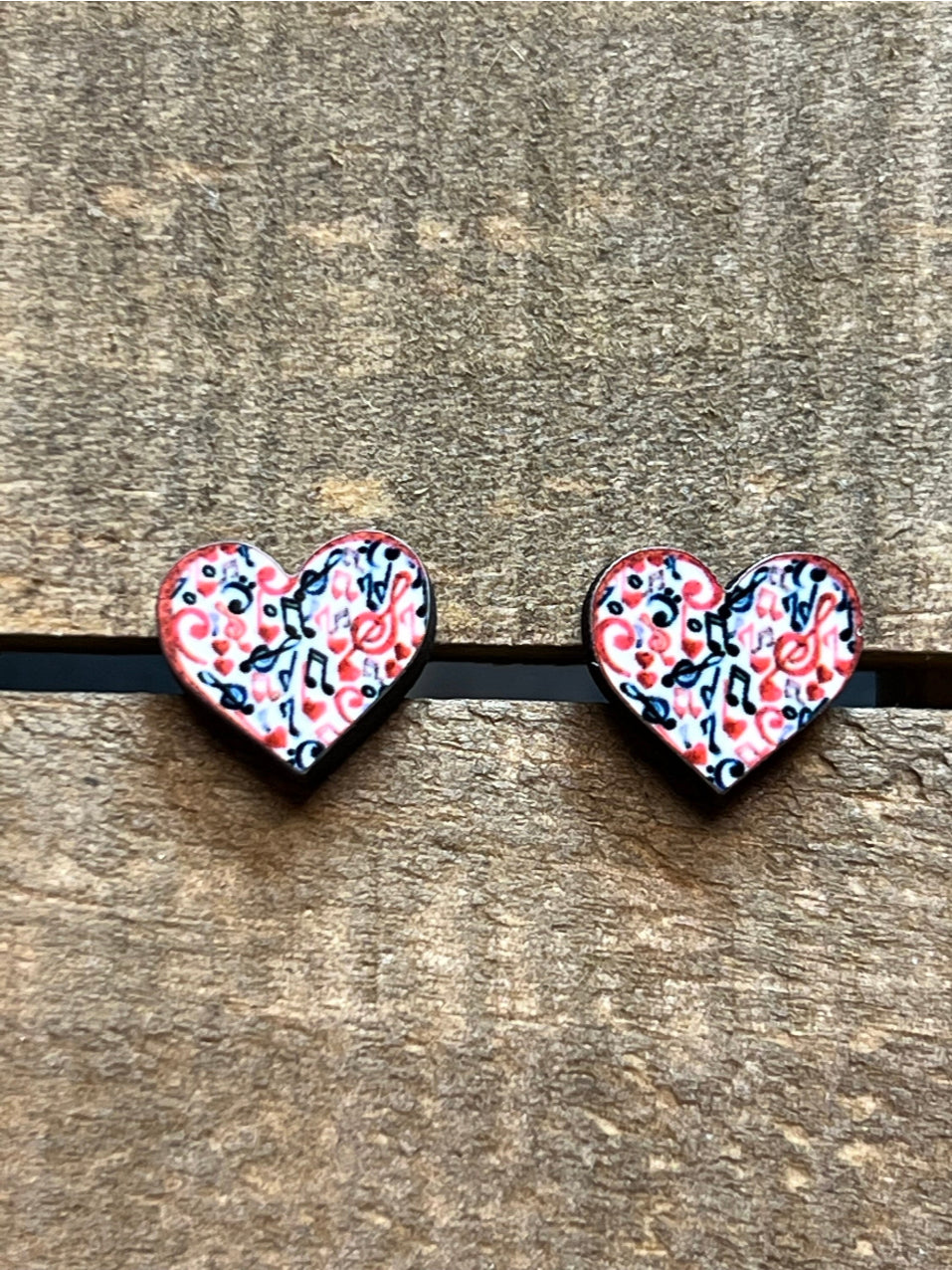 Heart of the Music Wood Stud Earrings