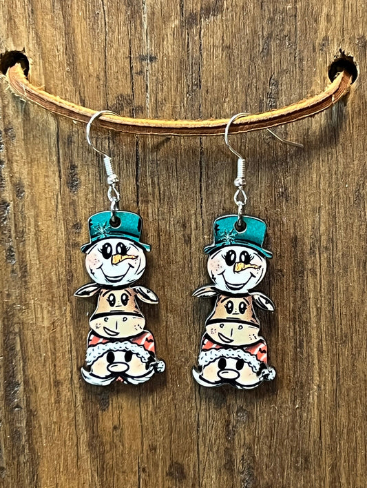 Christmas Trio Wood Earrings