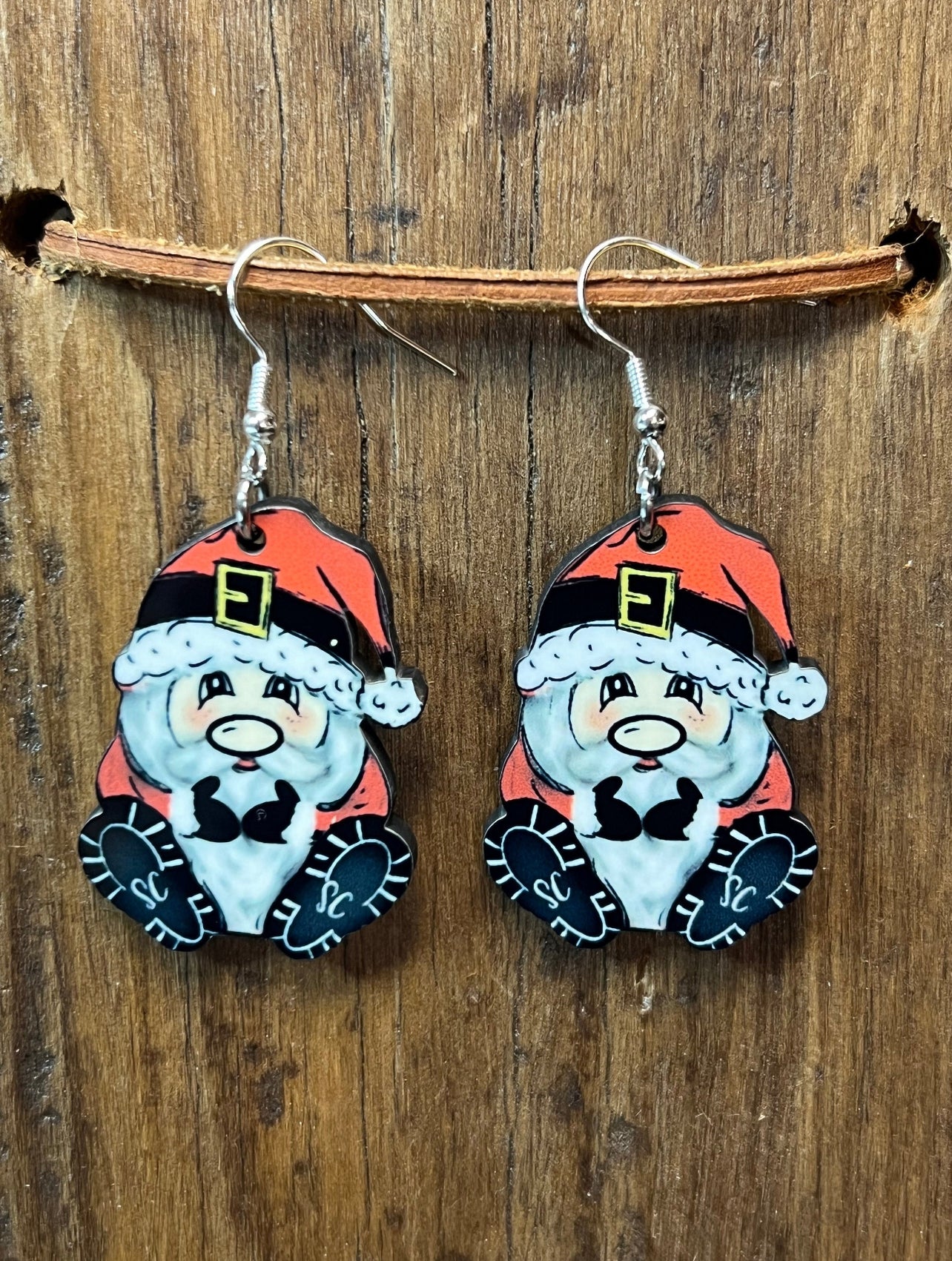 Santa Wood Earrings