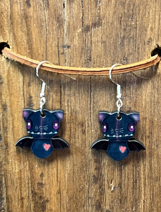 Bat Wood Earrings