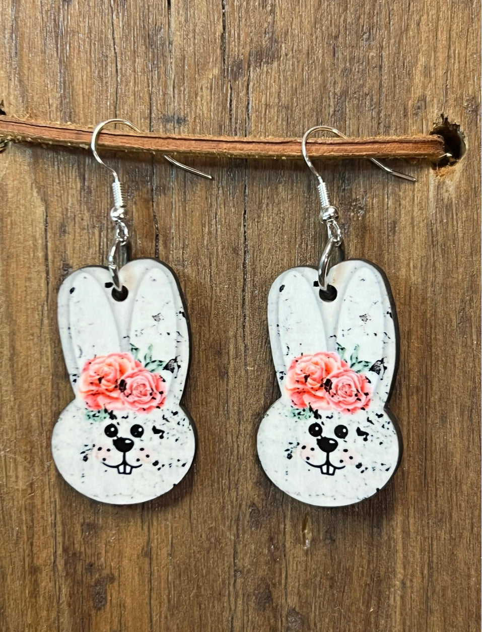 Easter Bunny Wood Earrings