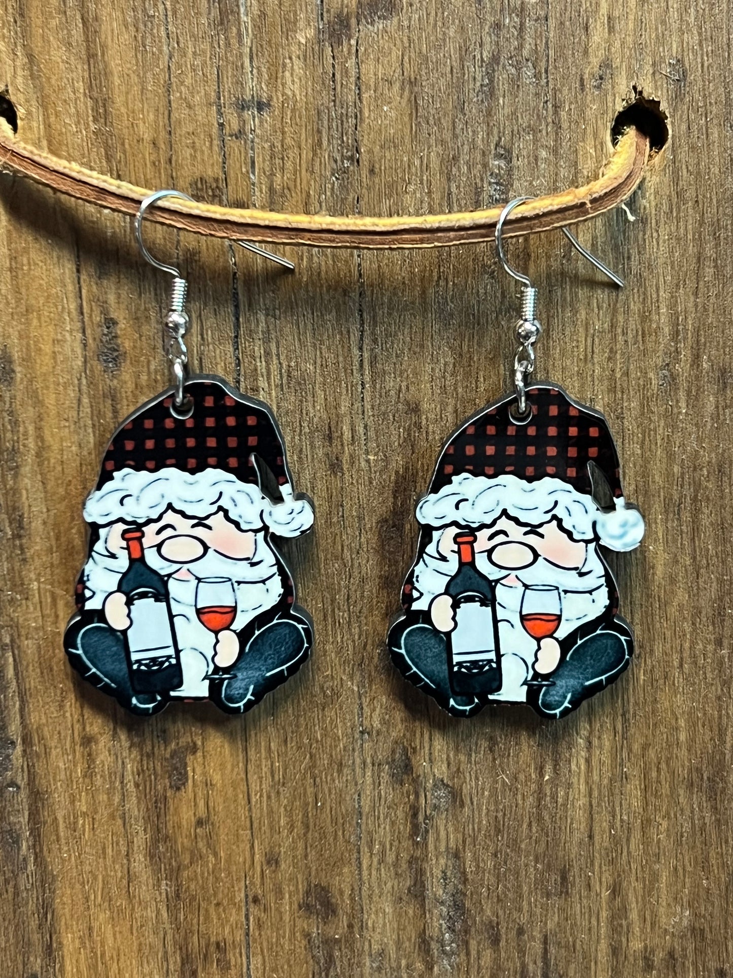 Santa Wine Wood Earrings