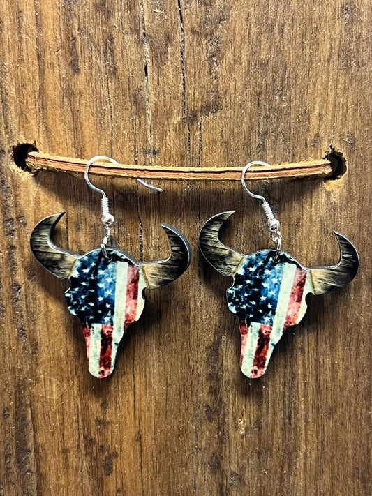 Americana Bull Skull Earrings