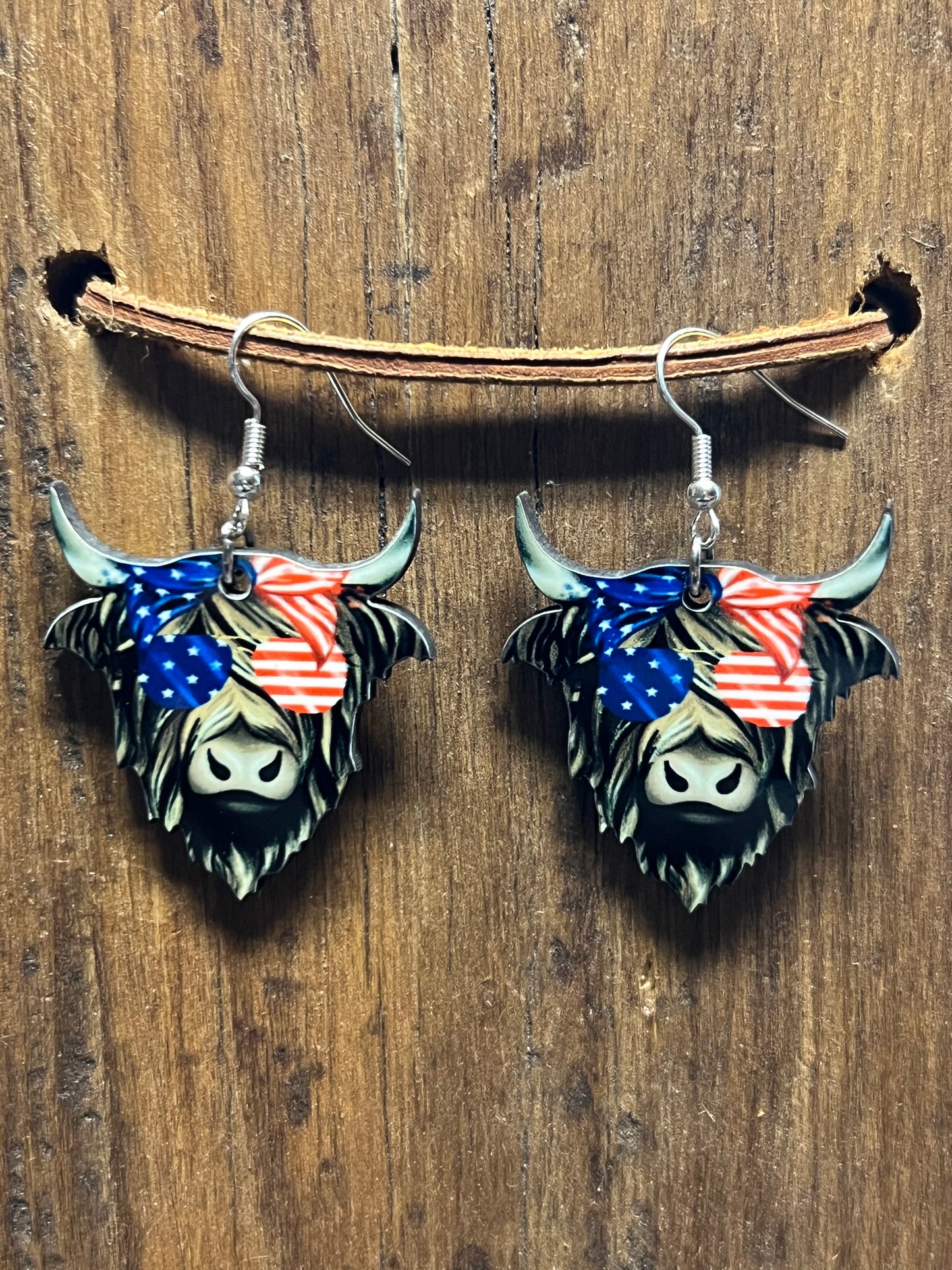 Americans Highland Cow Wood Earrings