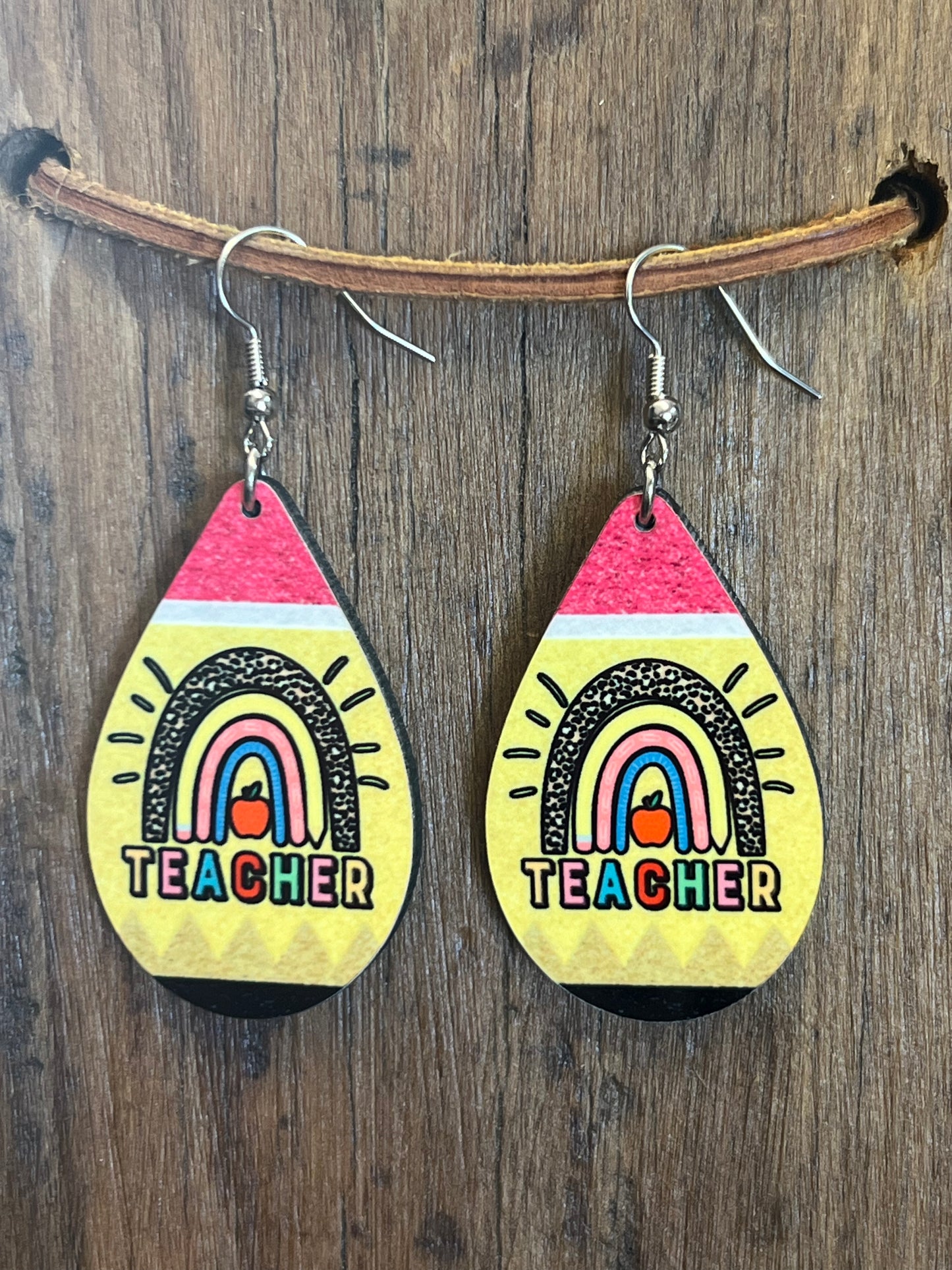 Teacher Pencil Wood Earrings