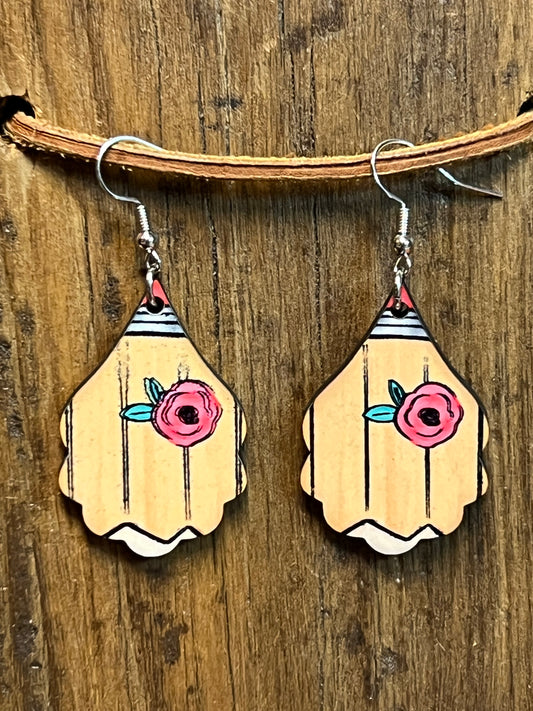 Scallop Pencil Wood Earrings