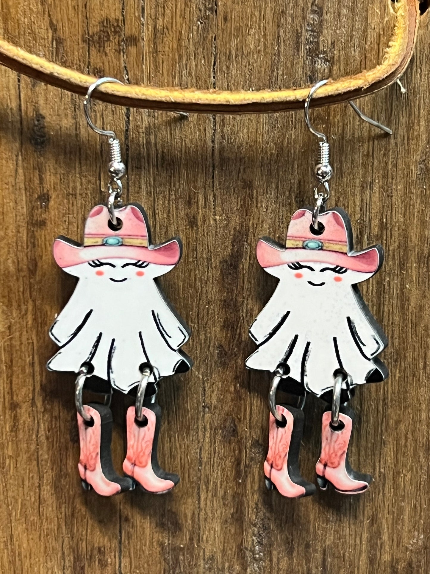 Pink Cowboy Ghost Earrings